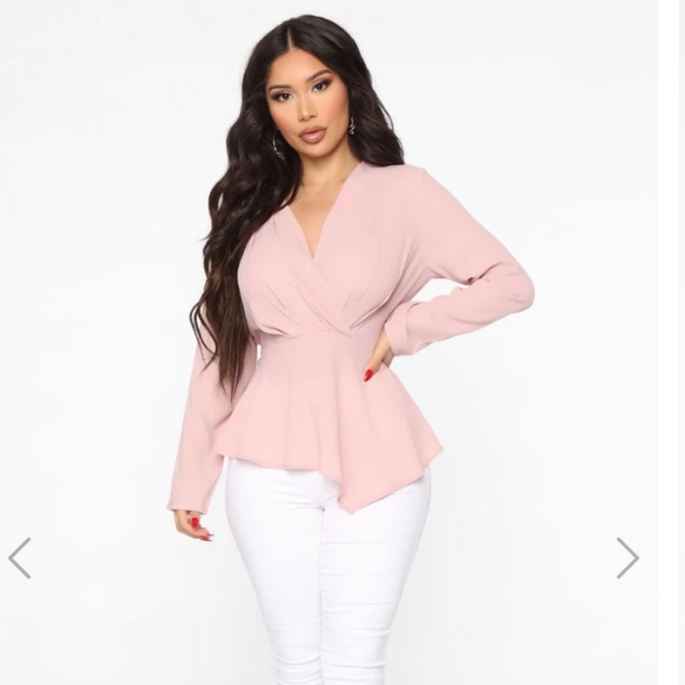 Fashion Nova Love at First Sight Blouse Pink Large